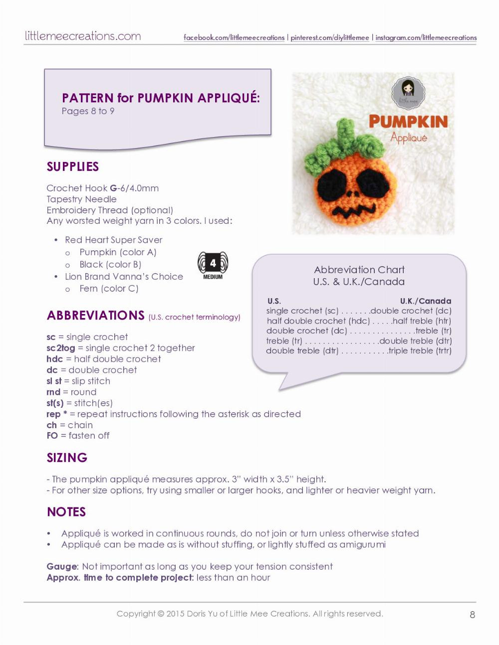 Little Holiday Appliqués halloween Collection : Witch, Vampire, Pumpkin, Spider, Skull Crochet Patterns