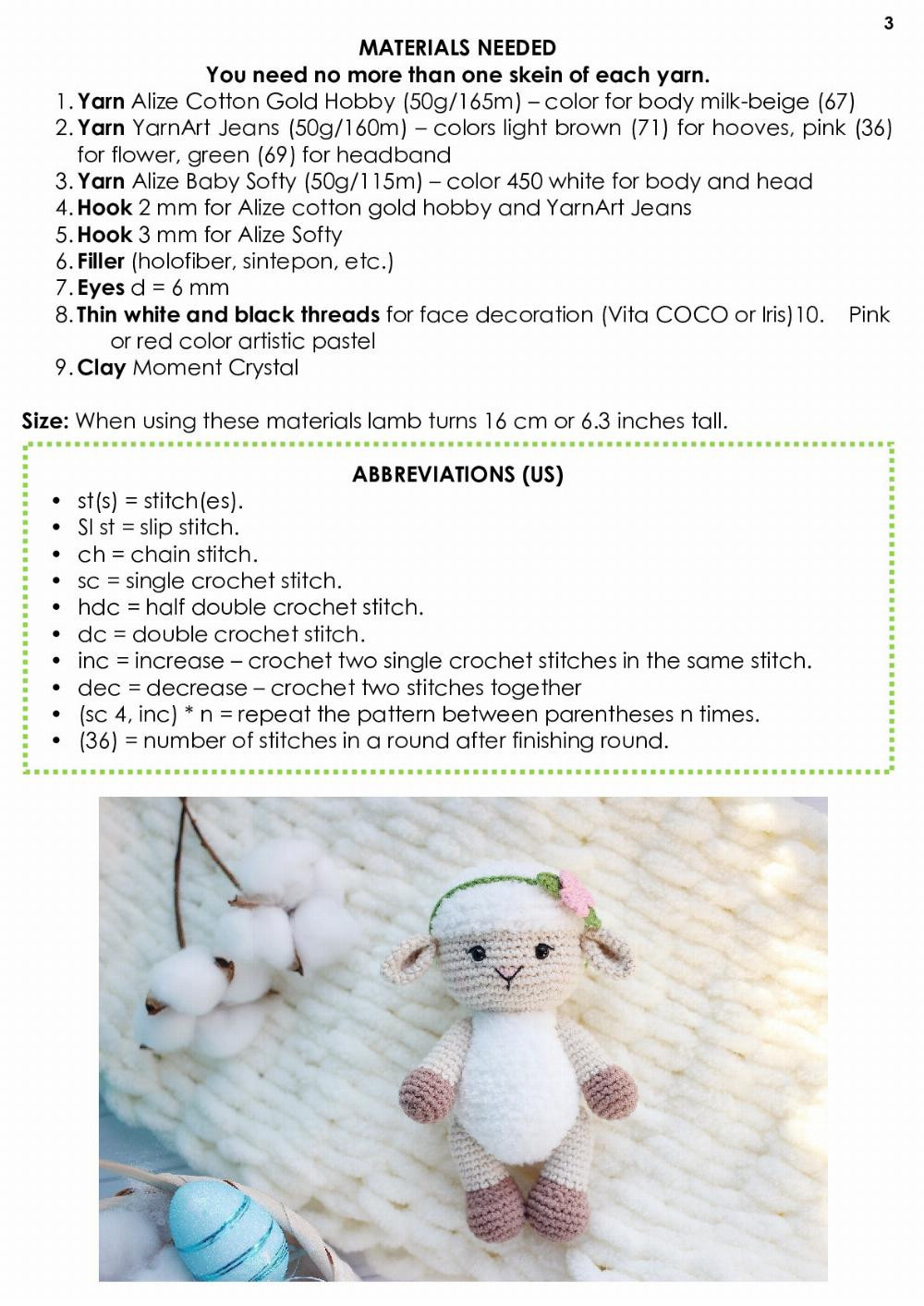 Little lamb with a flower crochet pattern