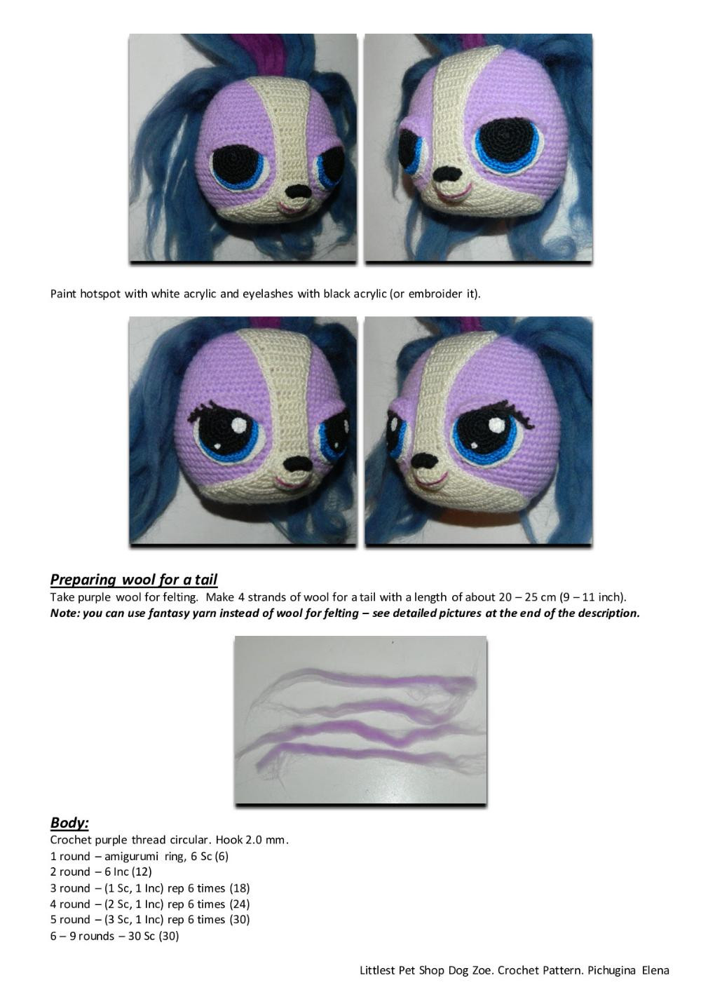 Littlest Pet Shop Purple Dog Zoe. Crochet Pattern