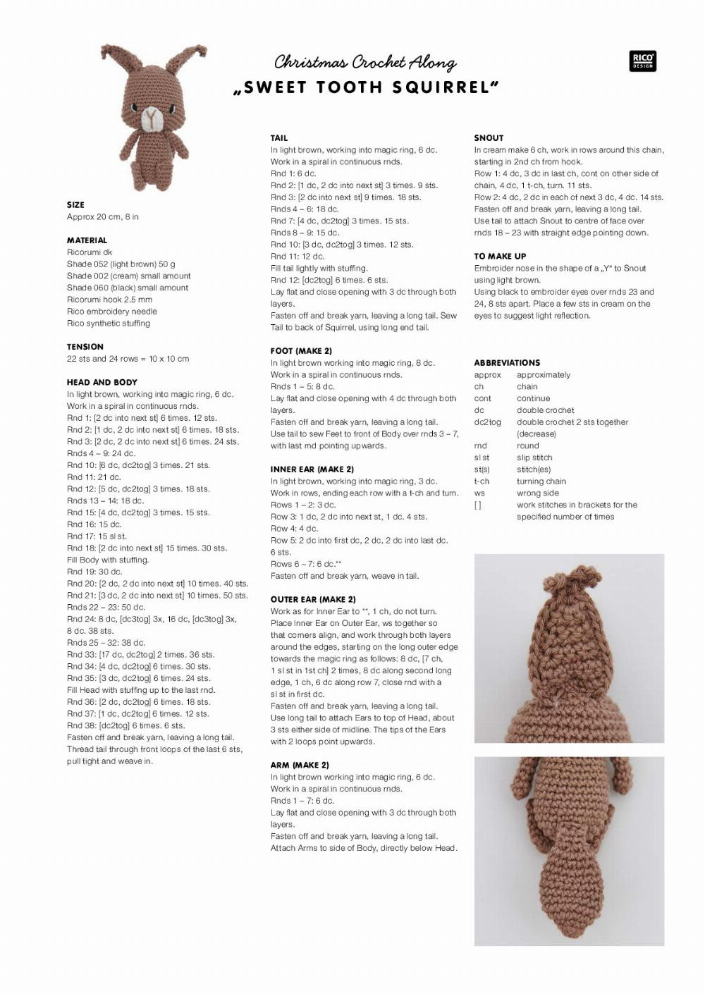 lovely world of RICORUMI Christmas Crochet Along „ SWEET TOOTH SQUIRREL“