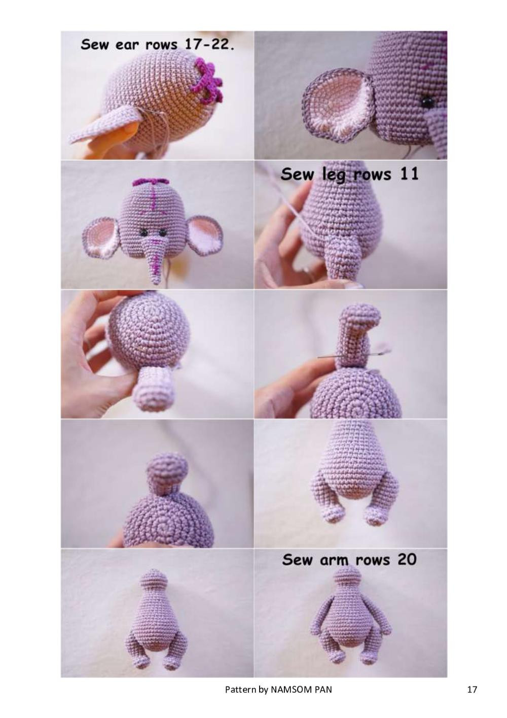 Lumpy elephant crochet pattern