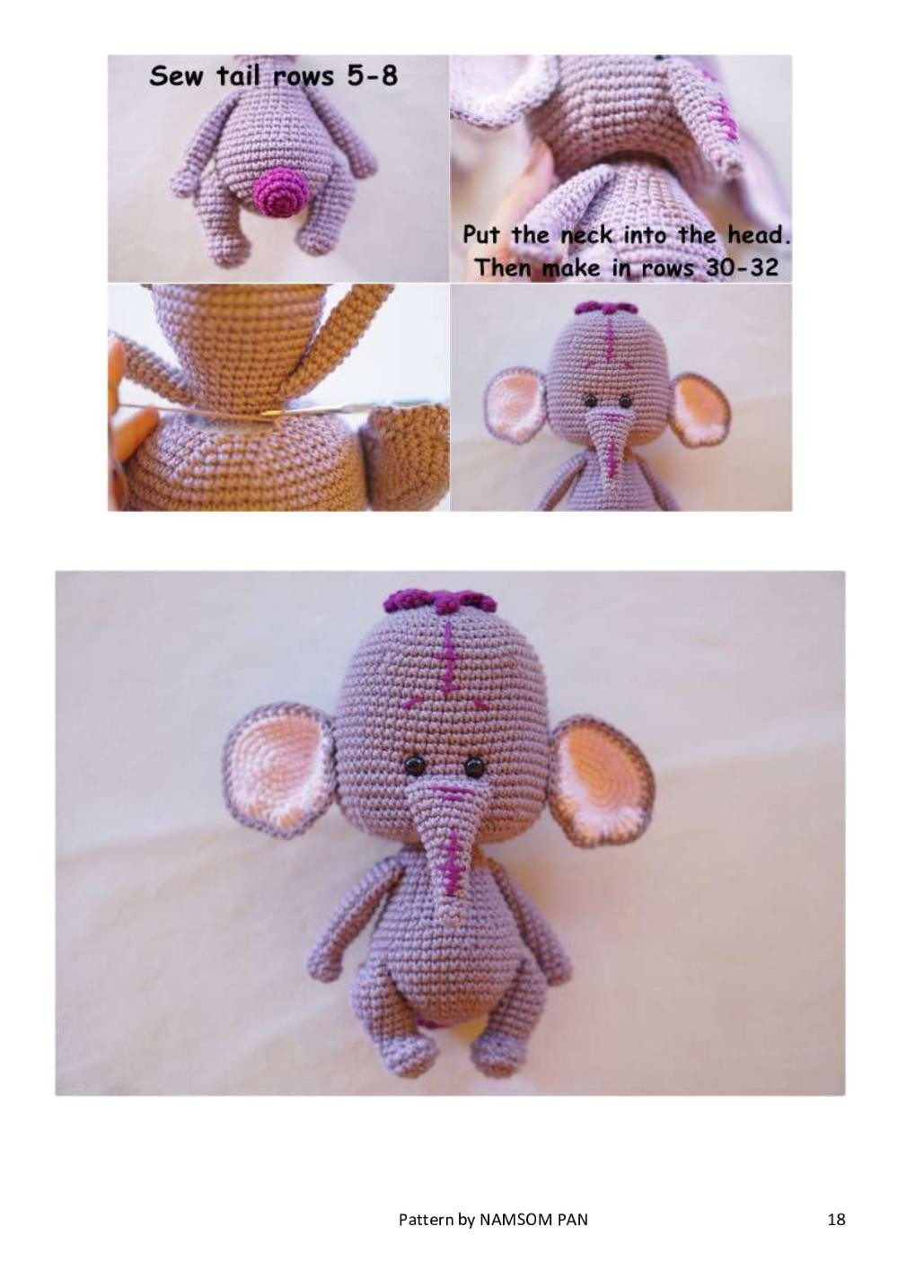 Lumpy elephant crochet pattern