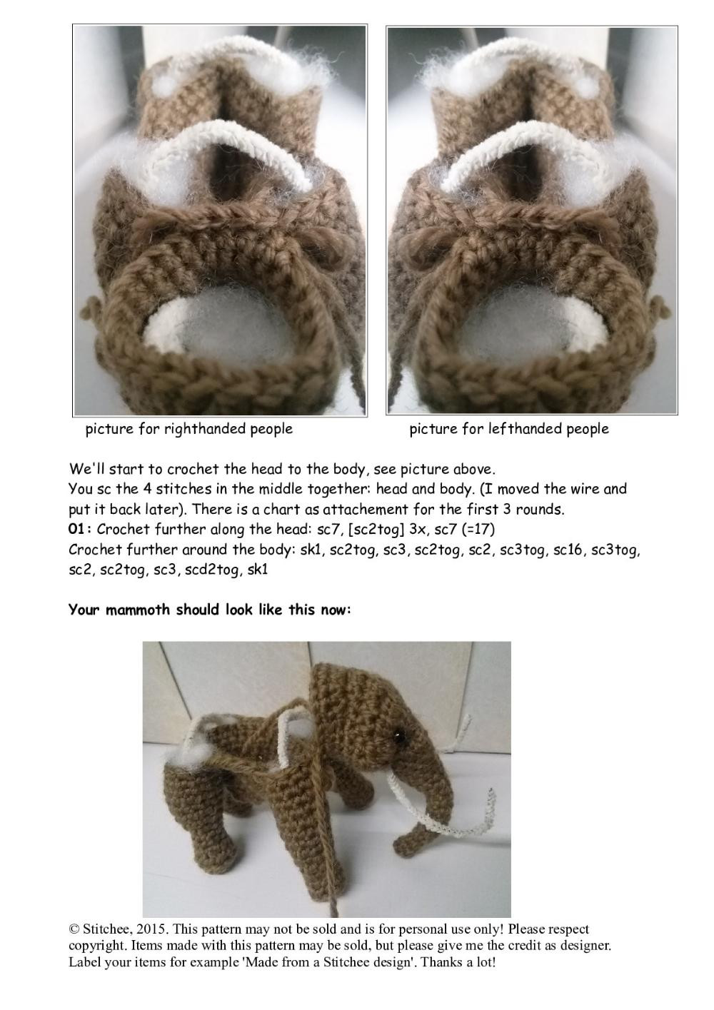 Mammoth 'Mimi' crochet pattern