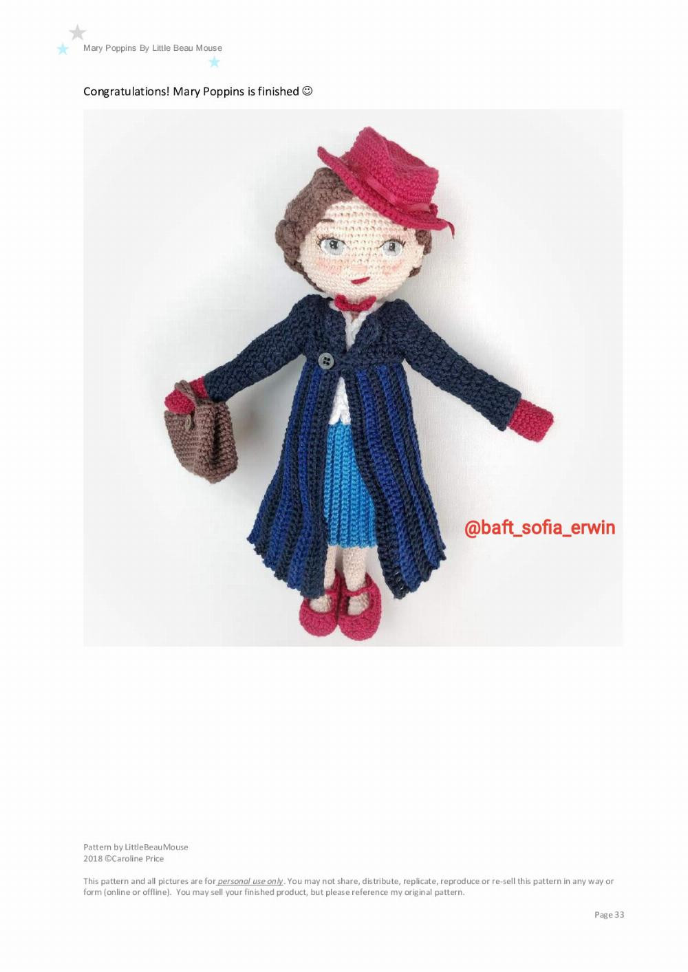 Mary Poppins doll crochet pattern