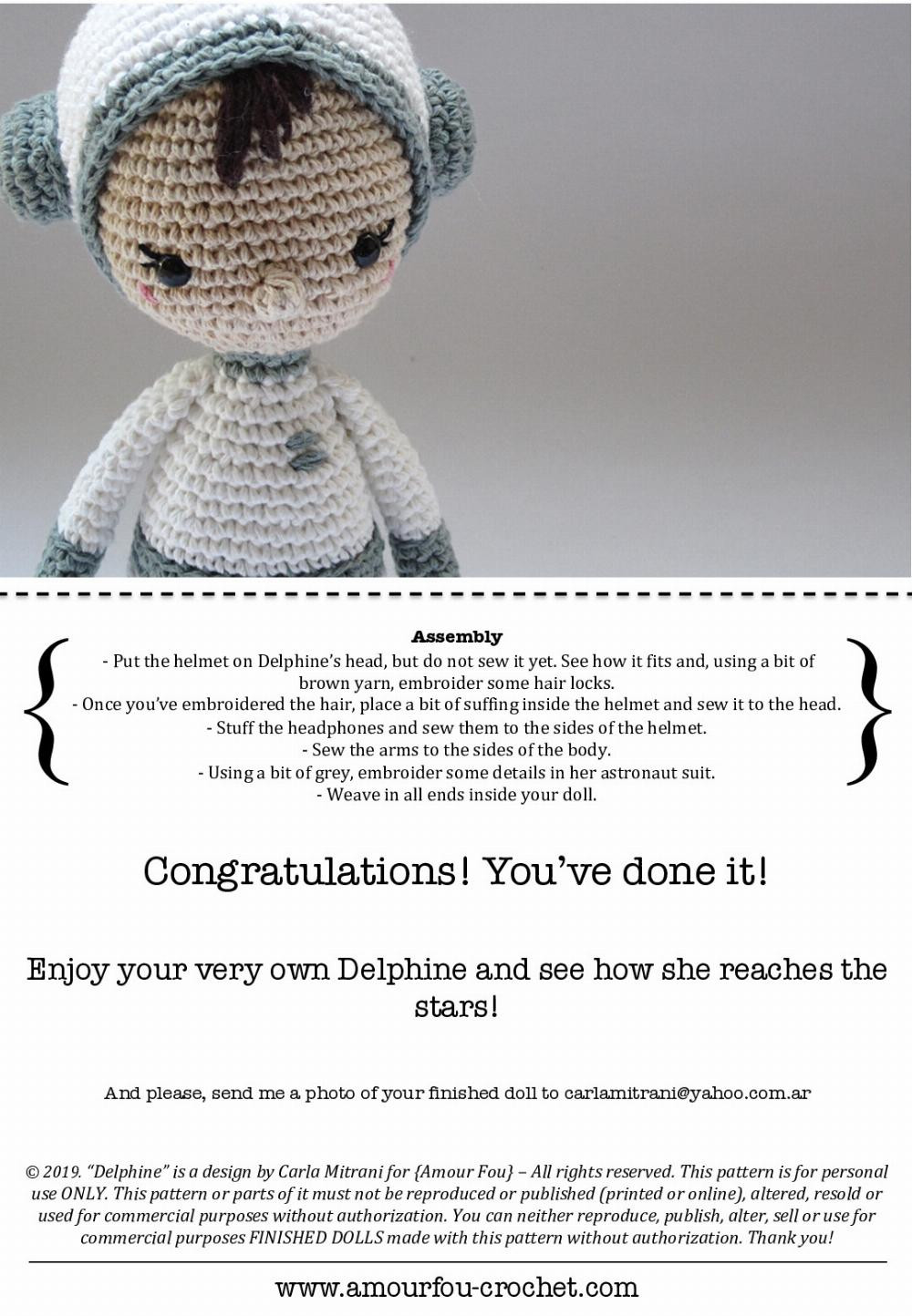 Mini Delphine doll crochet pattern