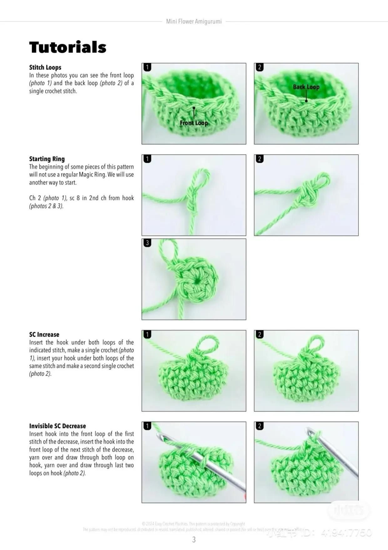 mini flower amigurumi crochet patten