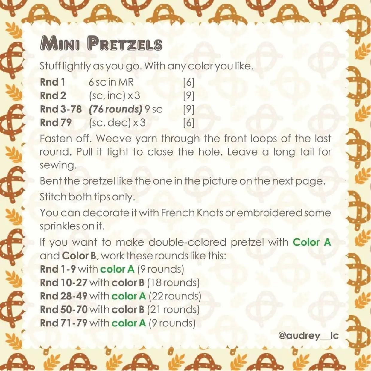 mini pretzels free crochet pattern