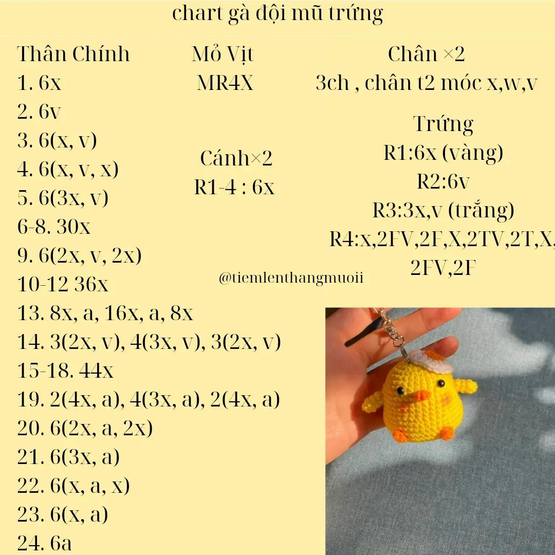 móc khóa gà đội mũ trứng