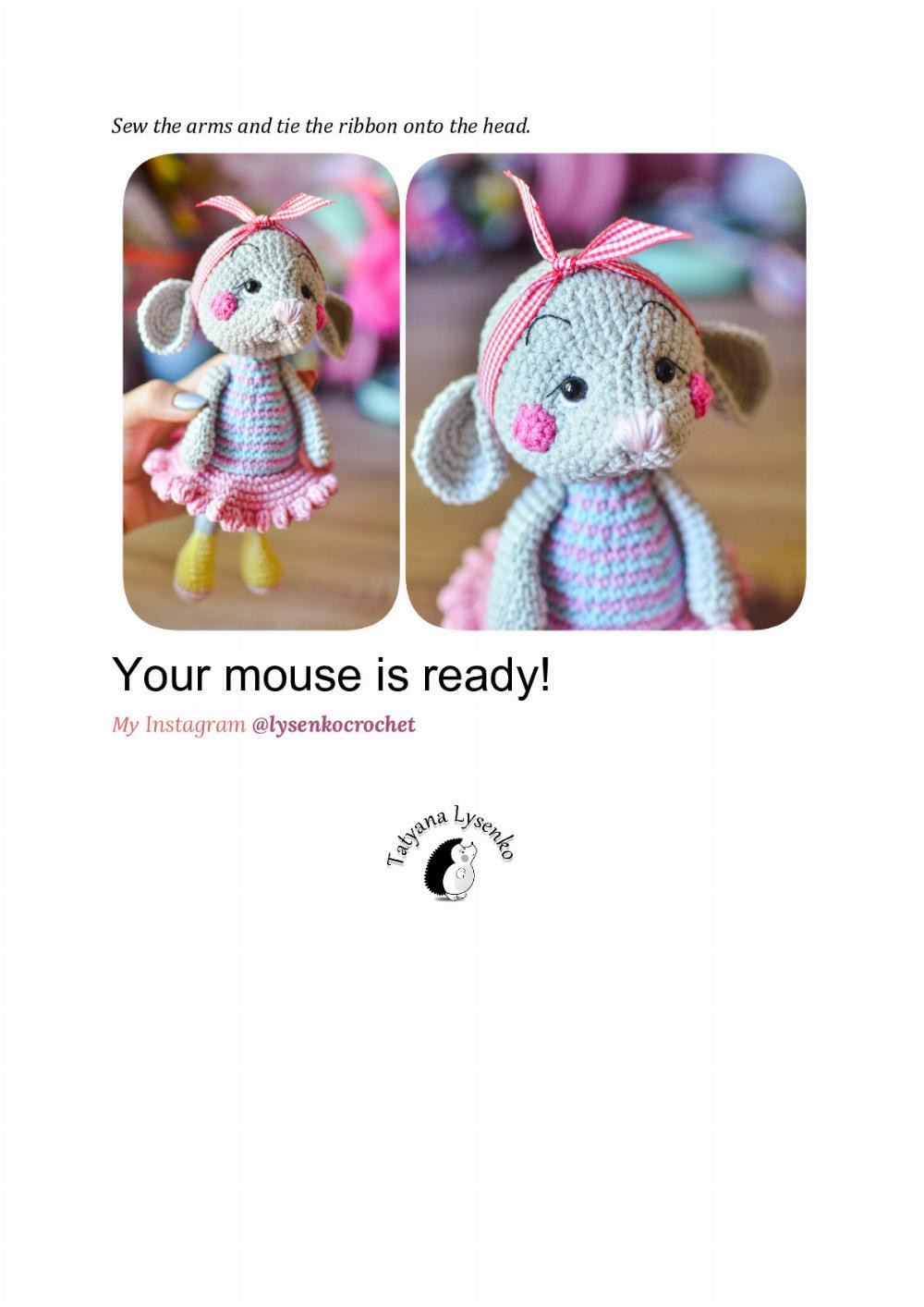 Mouse crochet pattern Mouse wearing a scarf