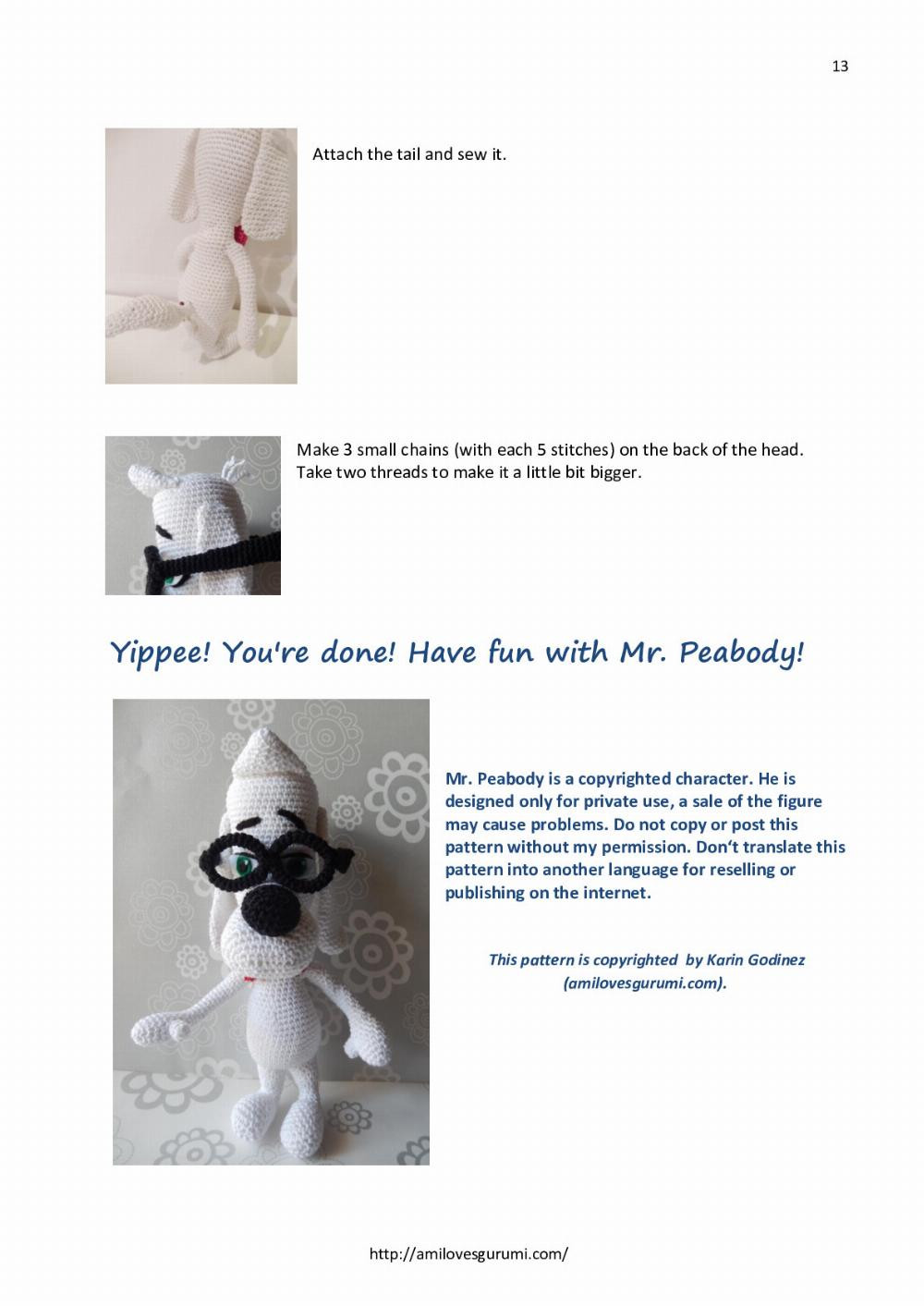 Mr. Peabody Crochet Pattern (dog)