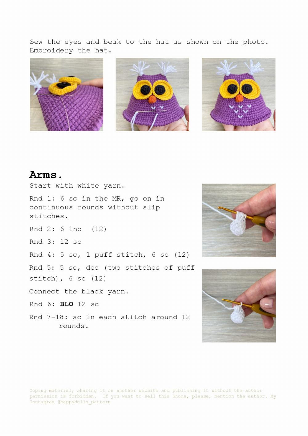 Owl gnome crochet pattern