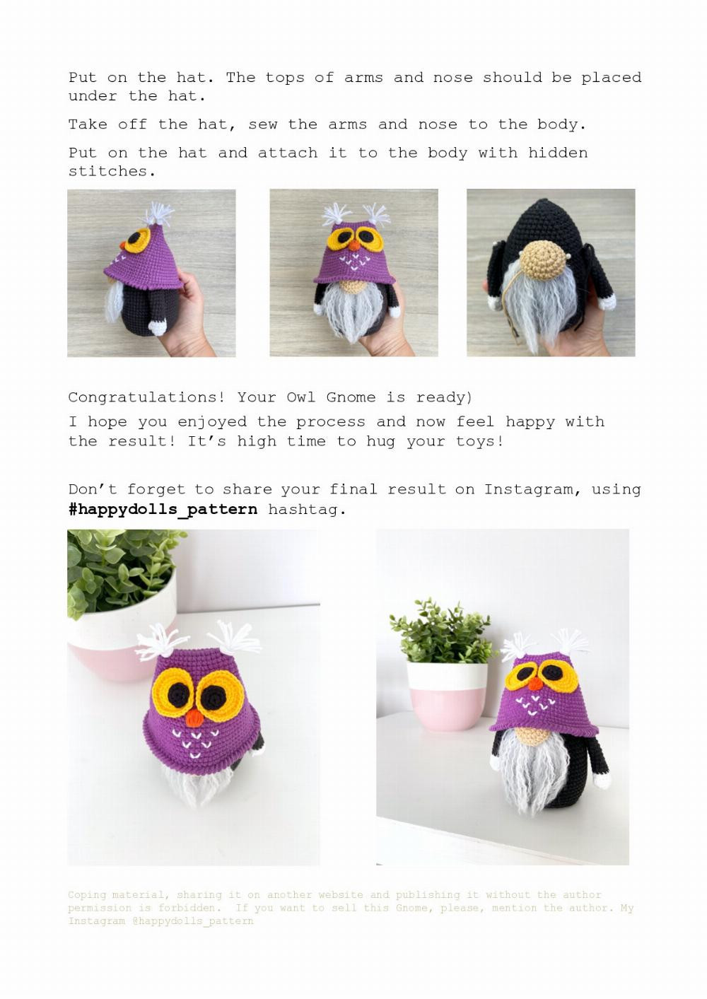 Owl gnome crochet pattern