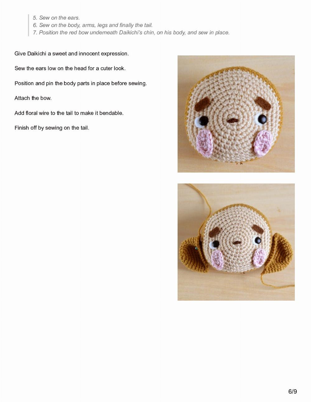 Page 2: Monkey Amigurumi Pattern