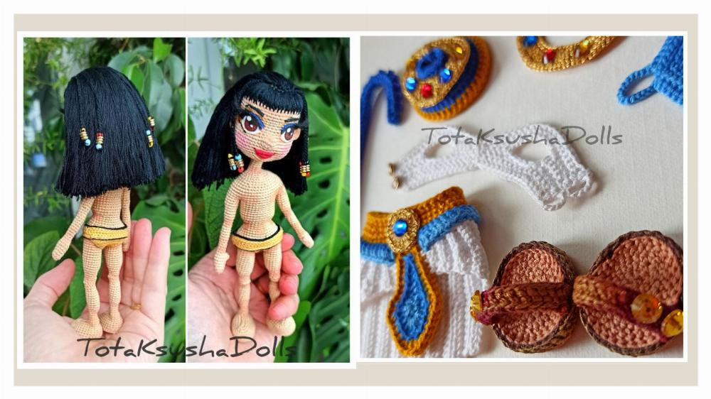 PATTERN. EGYPTIAN CLOTHES AND FACE doll