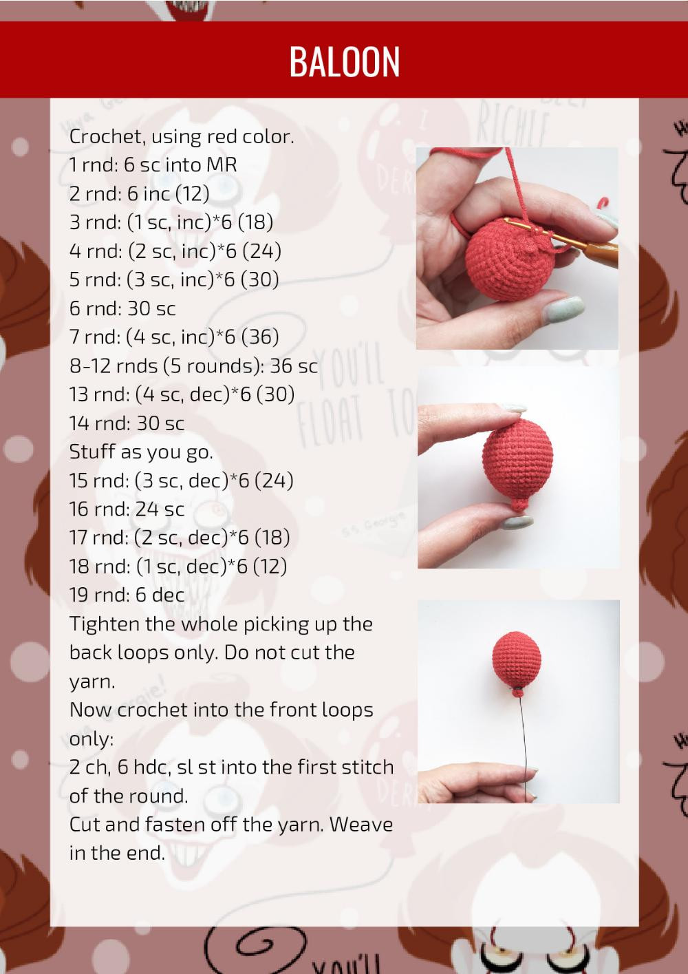 PENNYWISE doll Crochet Pattern