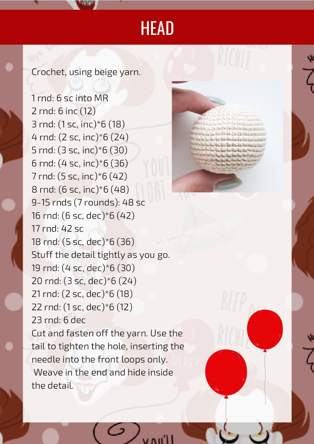 PENNYWISE doll Crochet Pattern