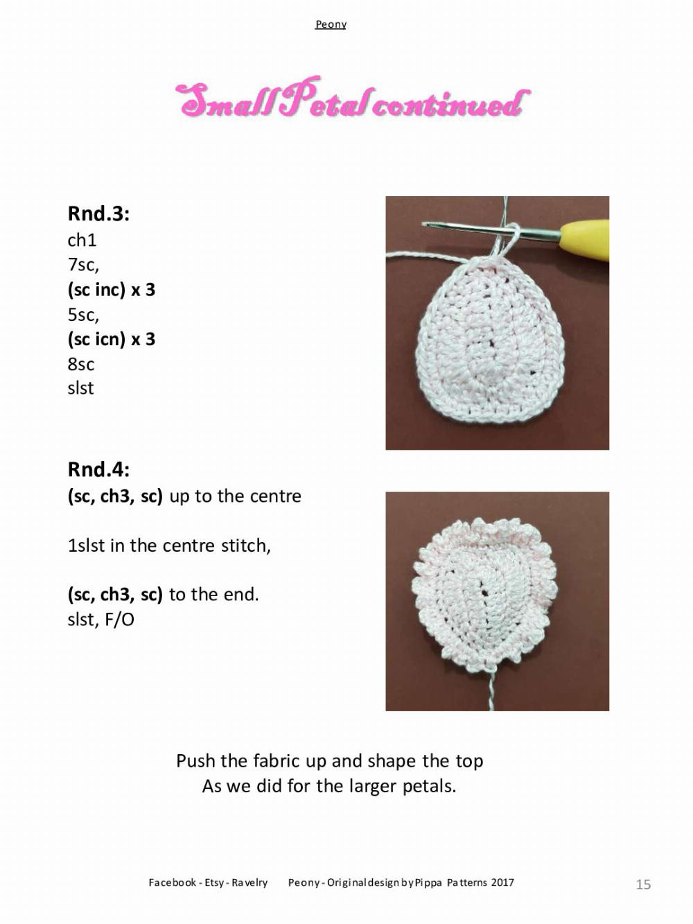 Peony Pattern and instructions flower crochet pattern