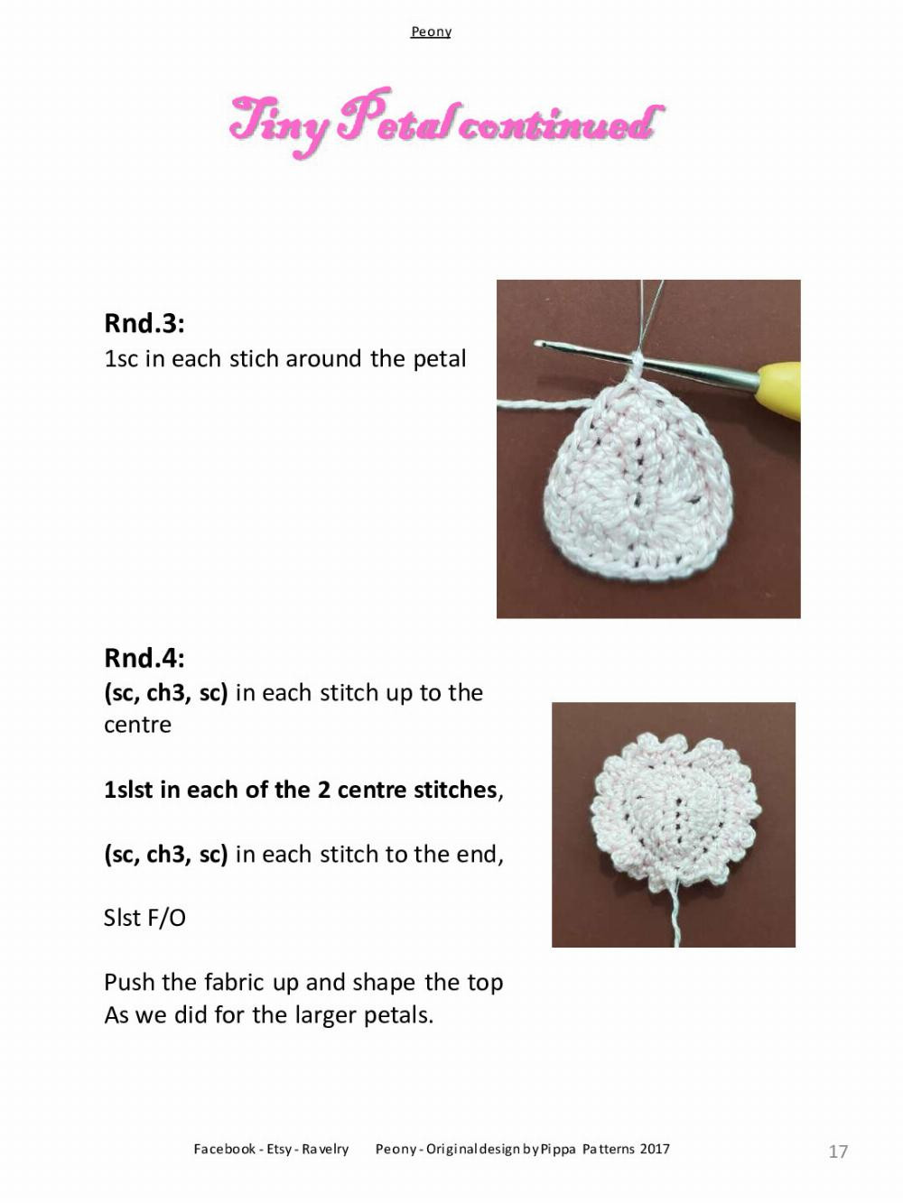 Peony Pattern and instructions flower crochet pattern