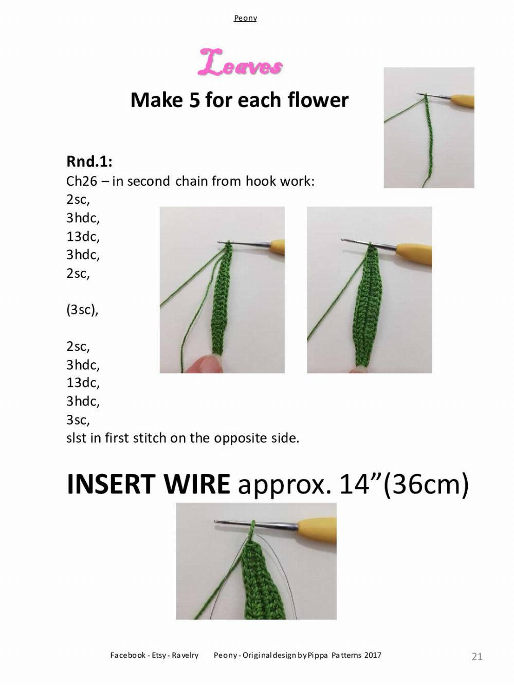 Peony Pattern and instructions flower crochet pattern