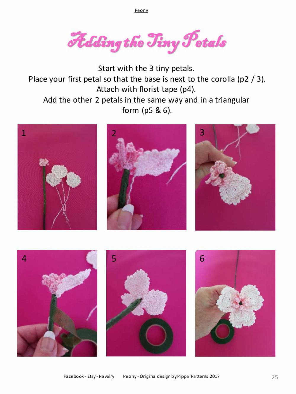 Peony Pattern and instructions flower crochet pattern