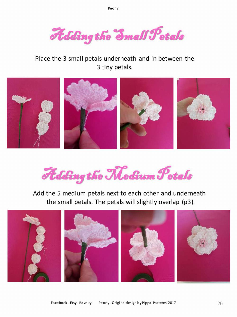 Peony Pattern and instructions flower crochet pattern