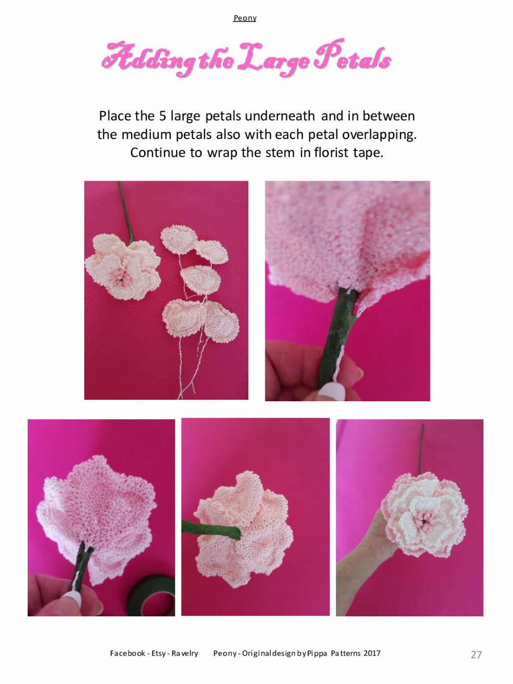 Peony Pattern and instructions flower crochet pattern