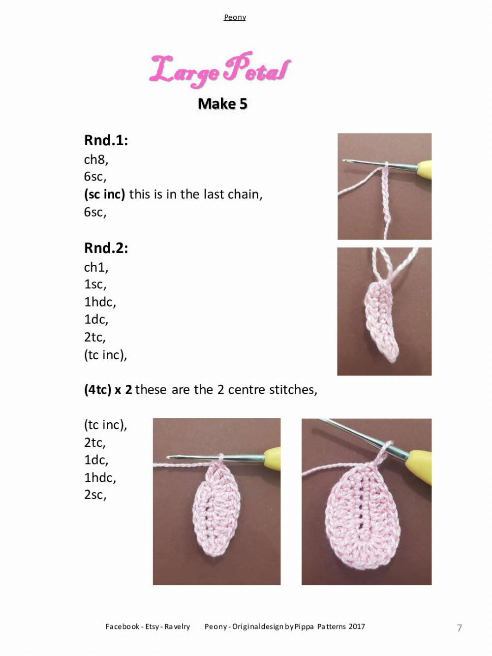 Peony Pattern and instructions flower crochet pattern