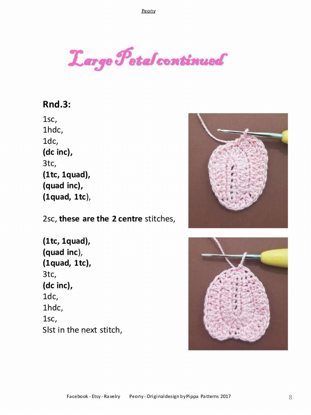 Peony Pattern and instructions flower crochet pattern