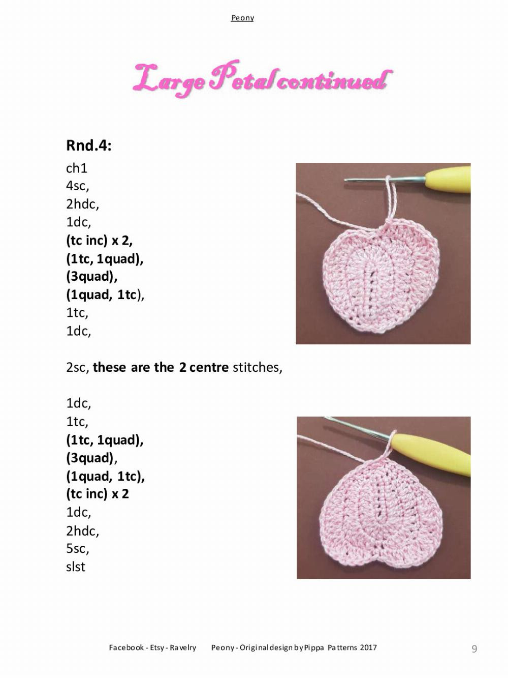 Peony Pattern and instructions flower crochet pattern