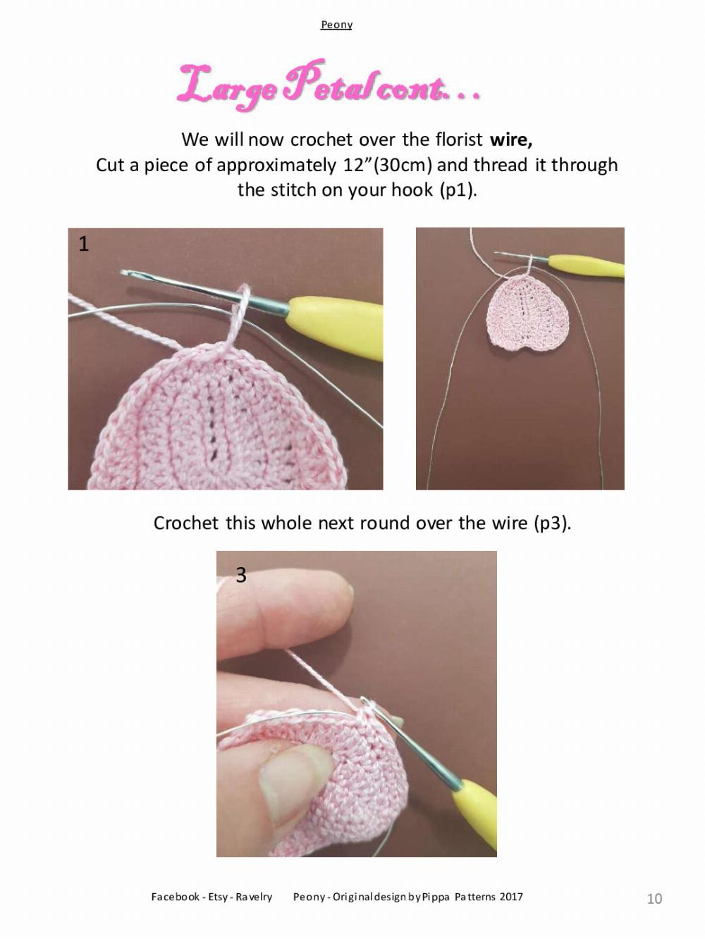 Peony Pattern and instructions flower crochet pattern