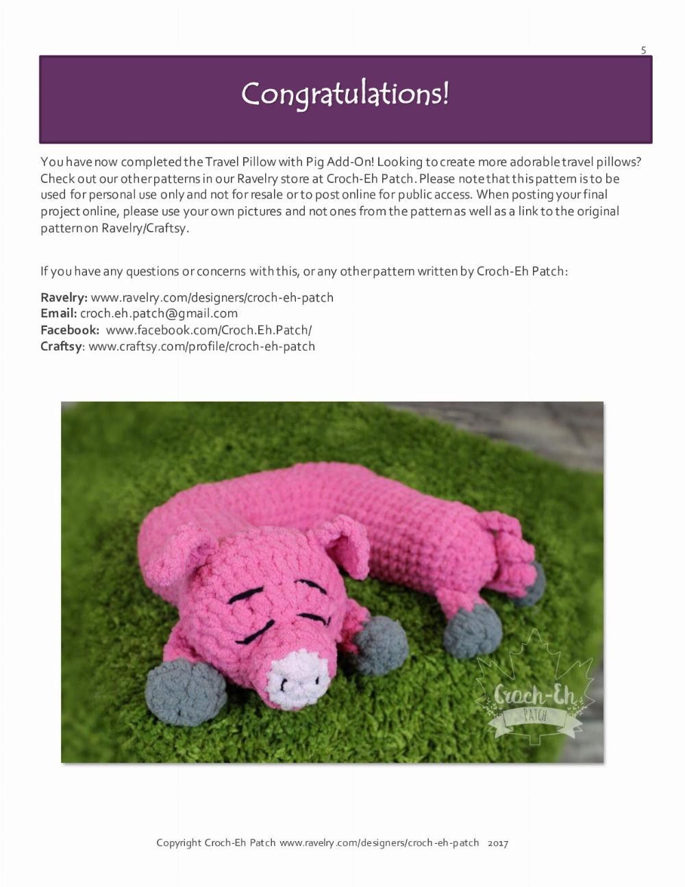 Pig Add-On Pattern Crochet Pattern