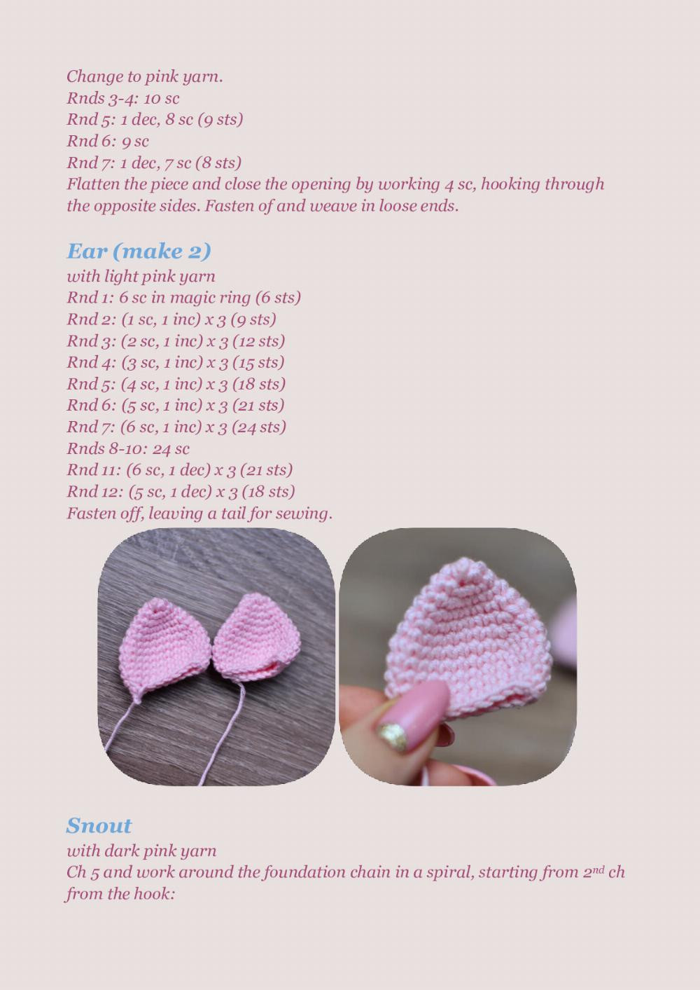 pink Pig crochet pattern amigurumi