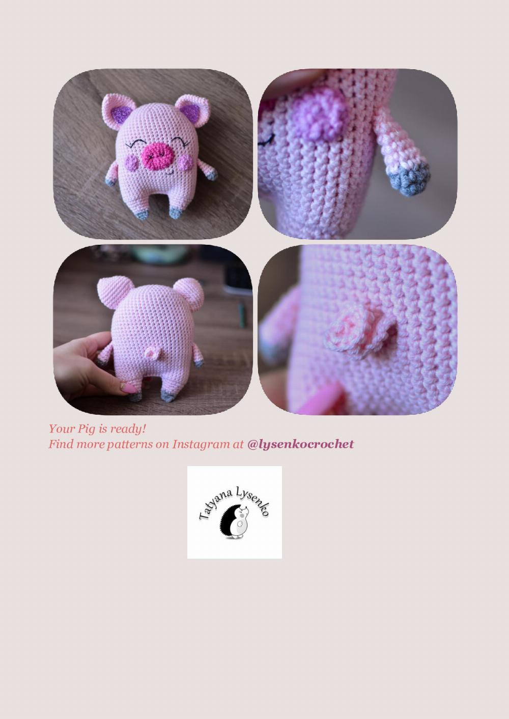 pink Pig crochet pattern amigurumi