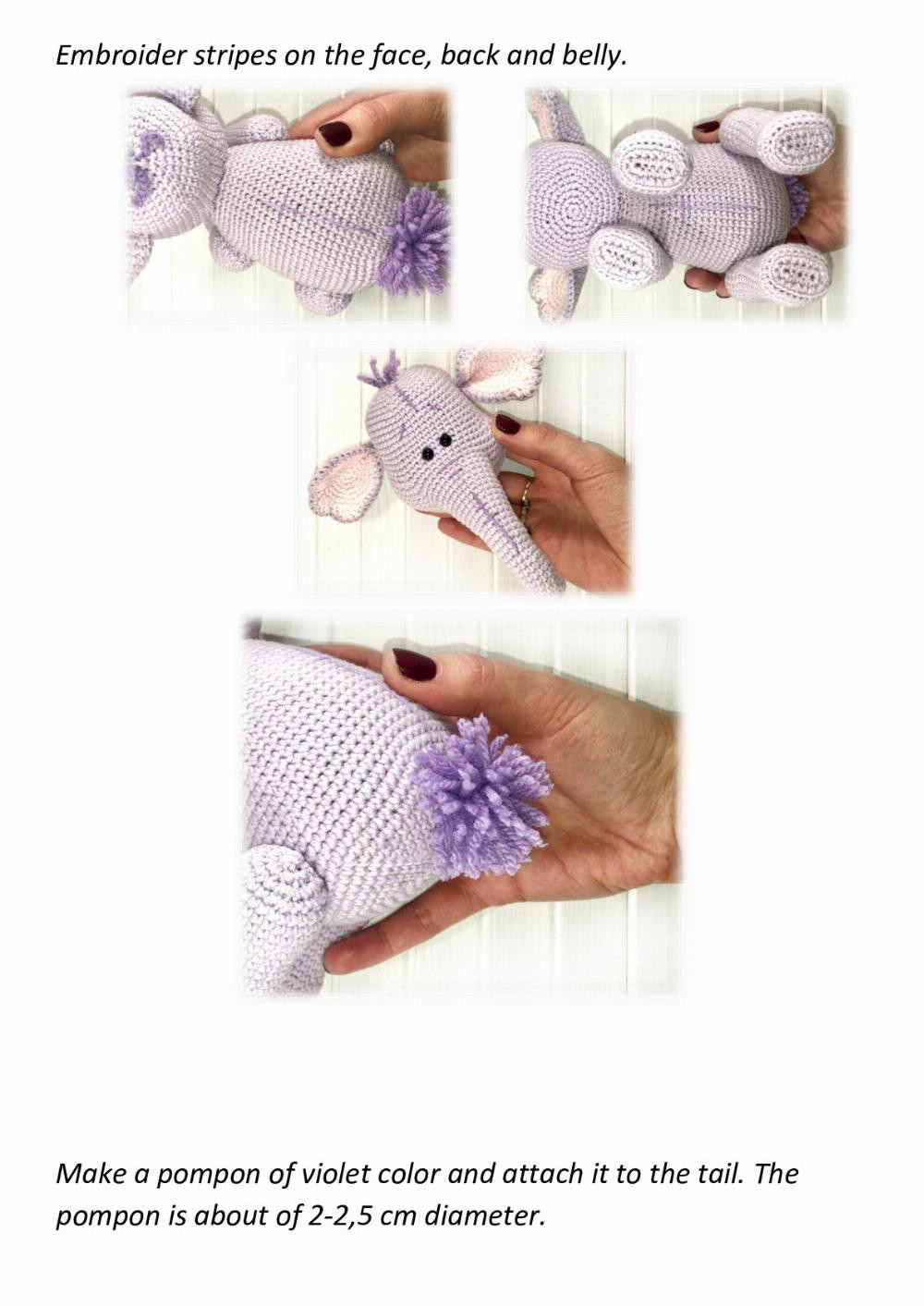 purple elephant amigurumi crochet pattern