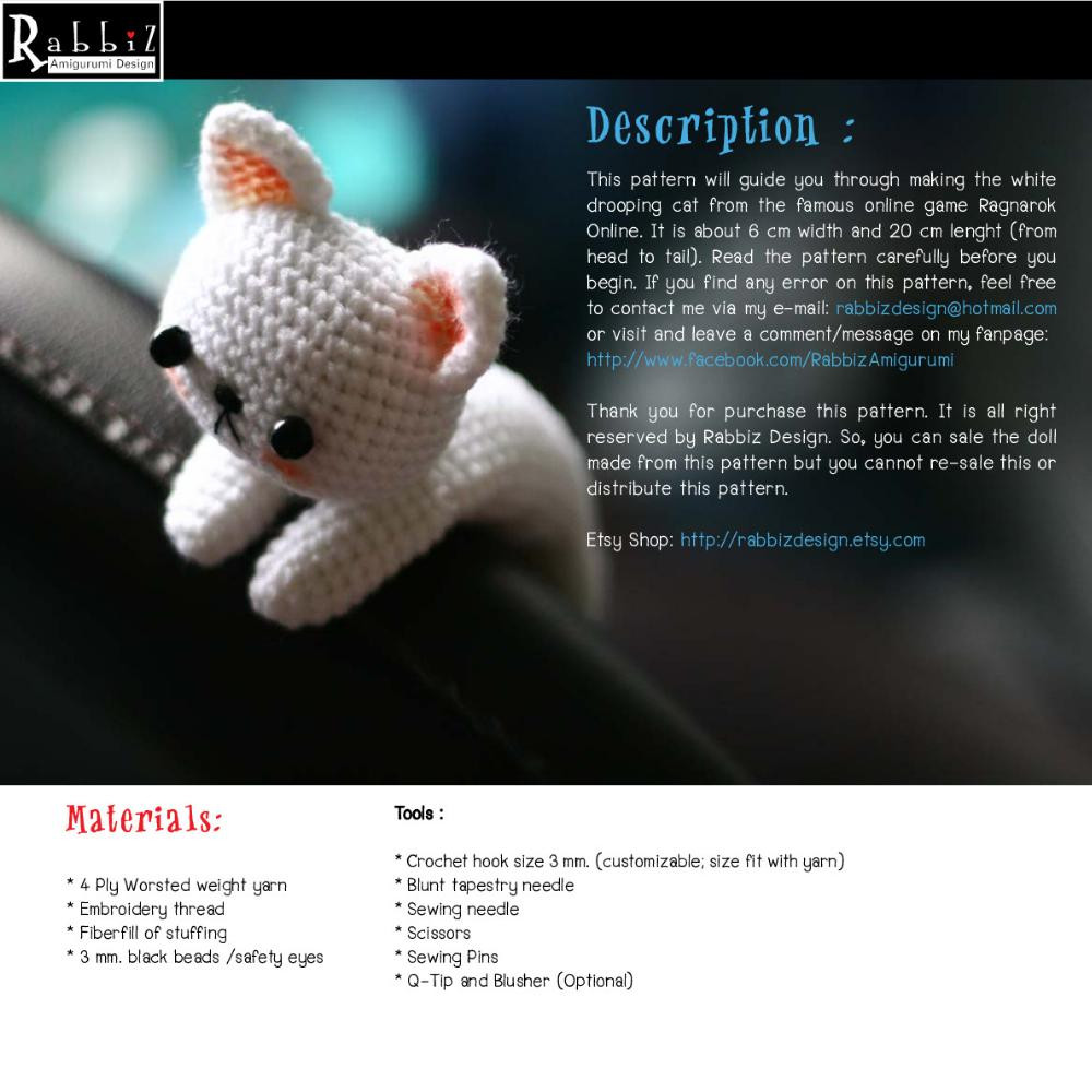 Rabbiz’s Amigurumi Drooping Ca t Pattern