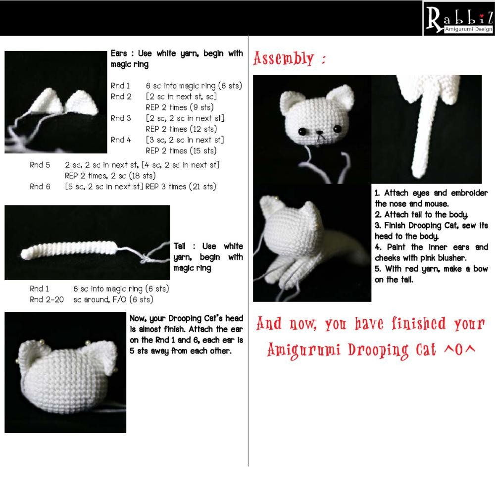 Rabbiz’s Amigurumi Drooping Ca t Pattern