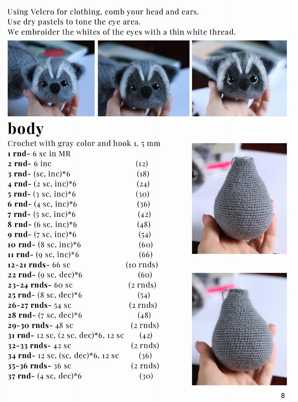 RACCOON CHARLIE crochet pattern