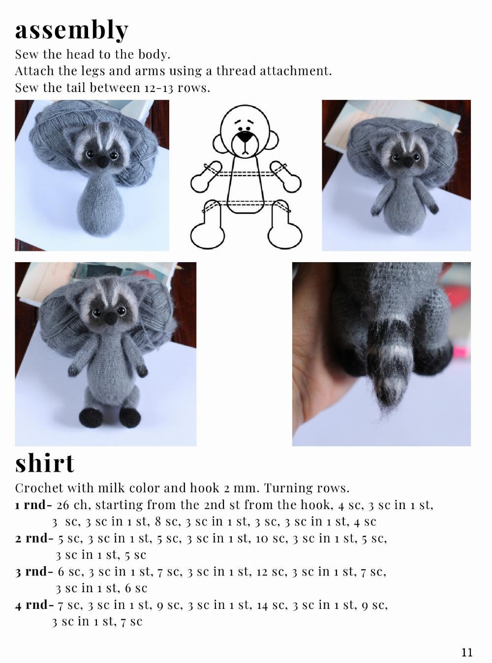 RACCOON CHARLIE crochet pattern