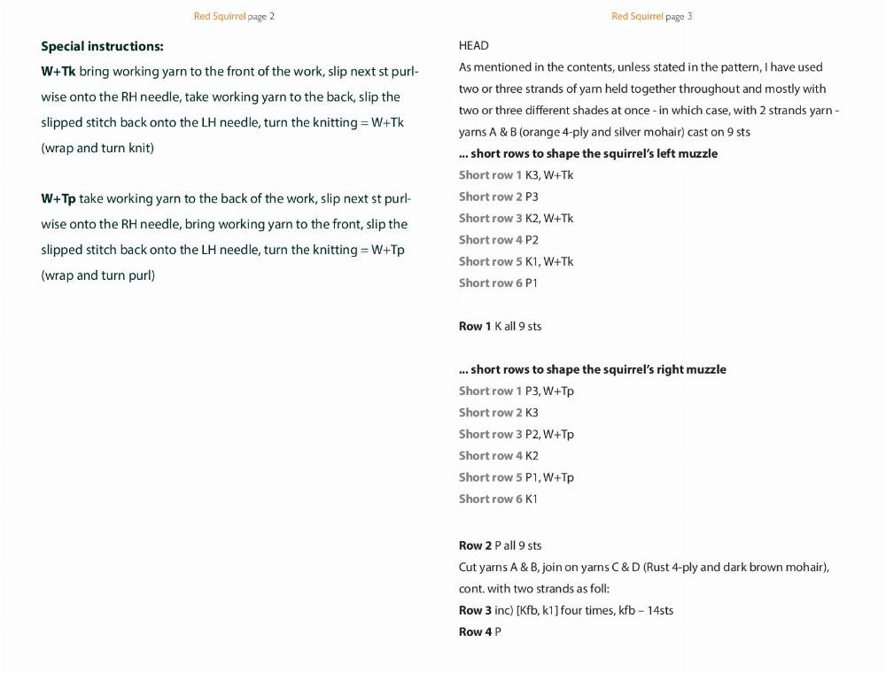 RED SQUIRREL knitting pattern