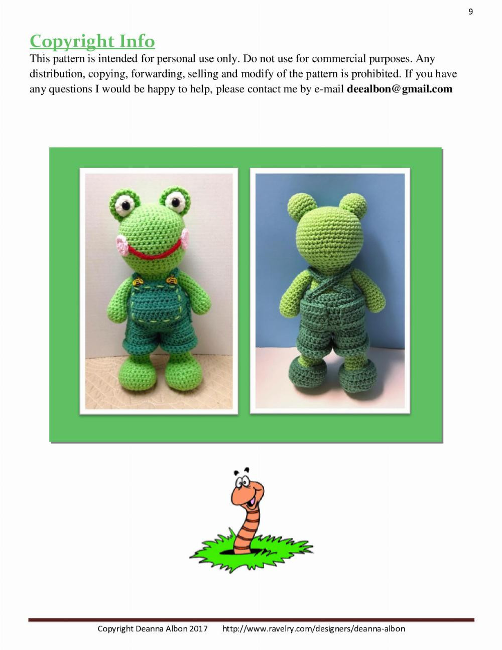 Ribbit Ralph frog, rabbit crochet pattern