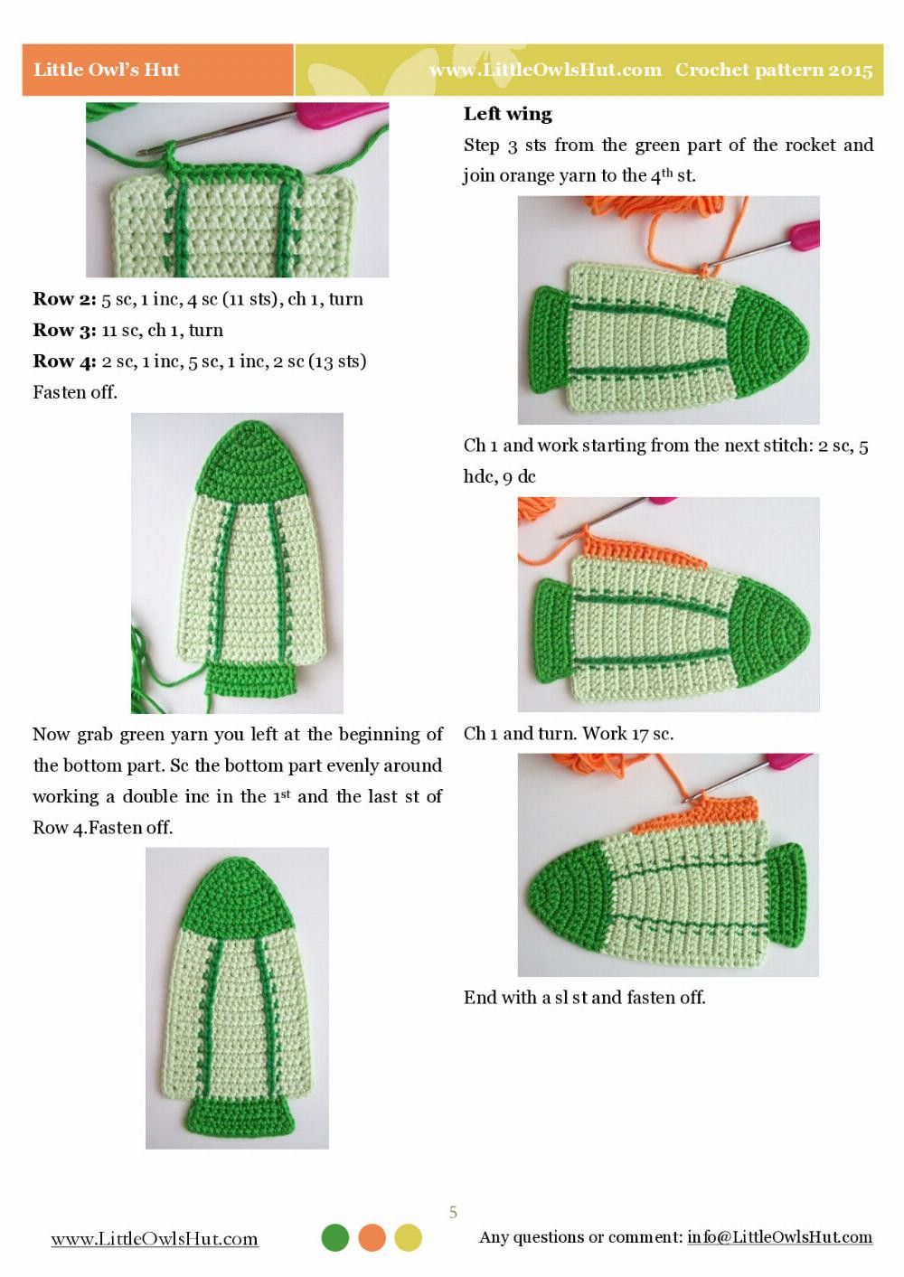 rocket bookmark crochet pattern