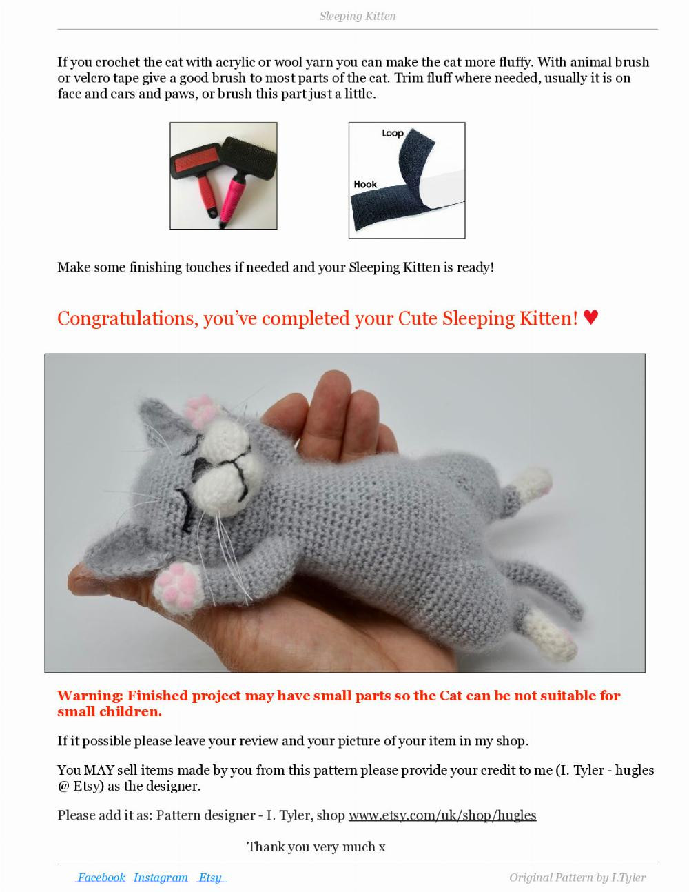 Sleeping Kitten crochet pattern