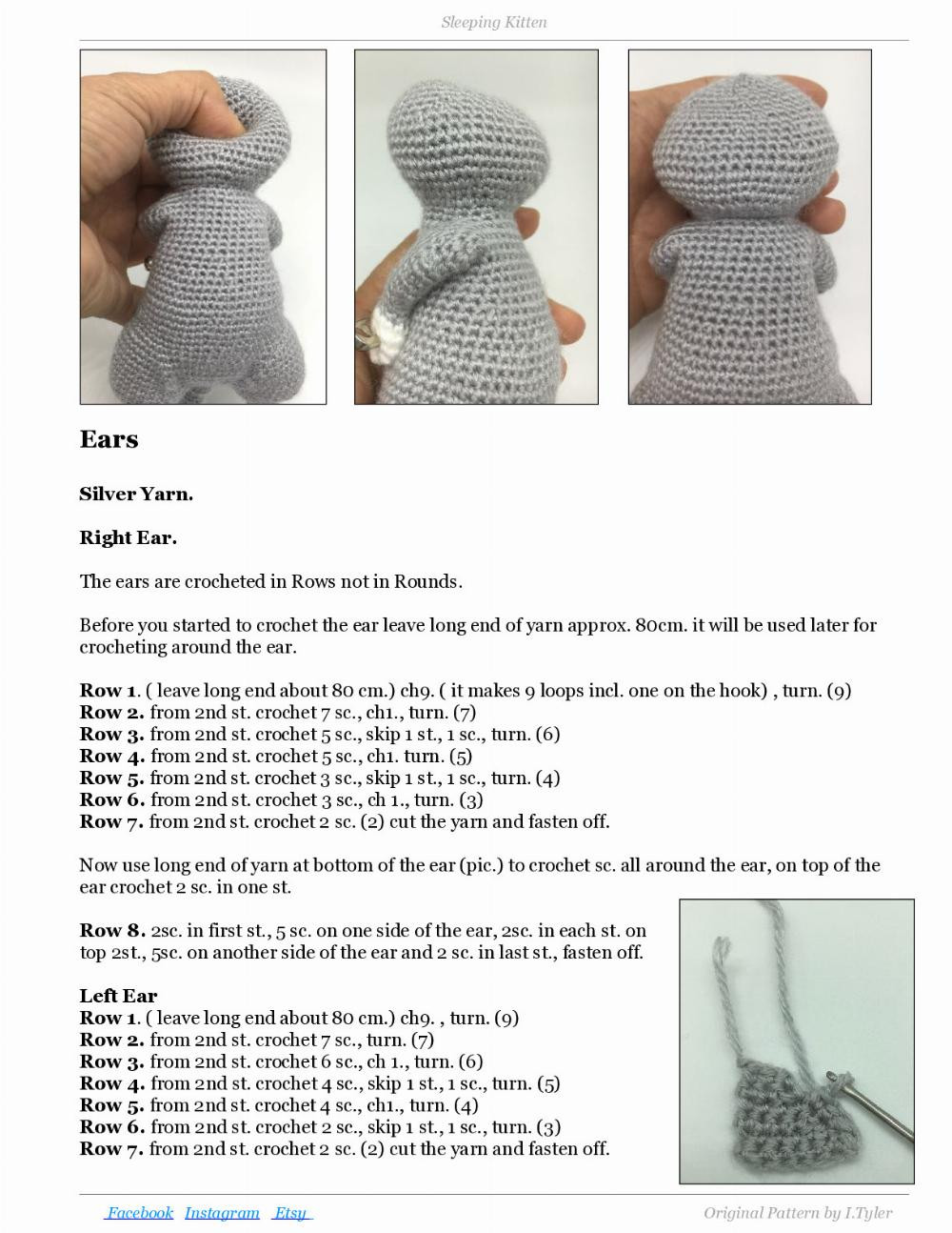 Sleeping Kitten crochet pattern