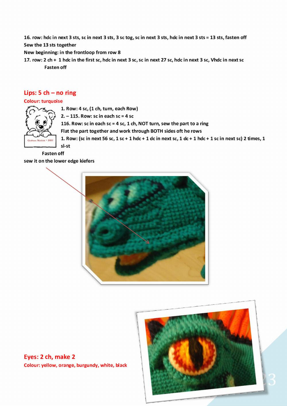 spike iguana 2012 crochet pattern