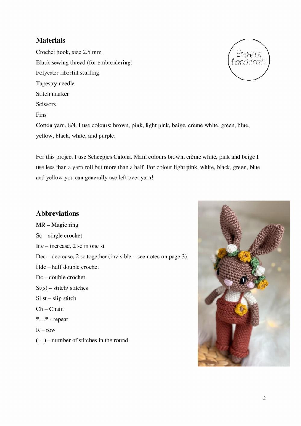 Stella the Bunny crochet pattern