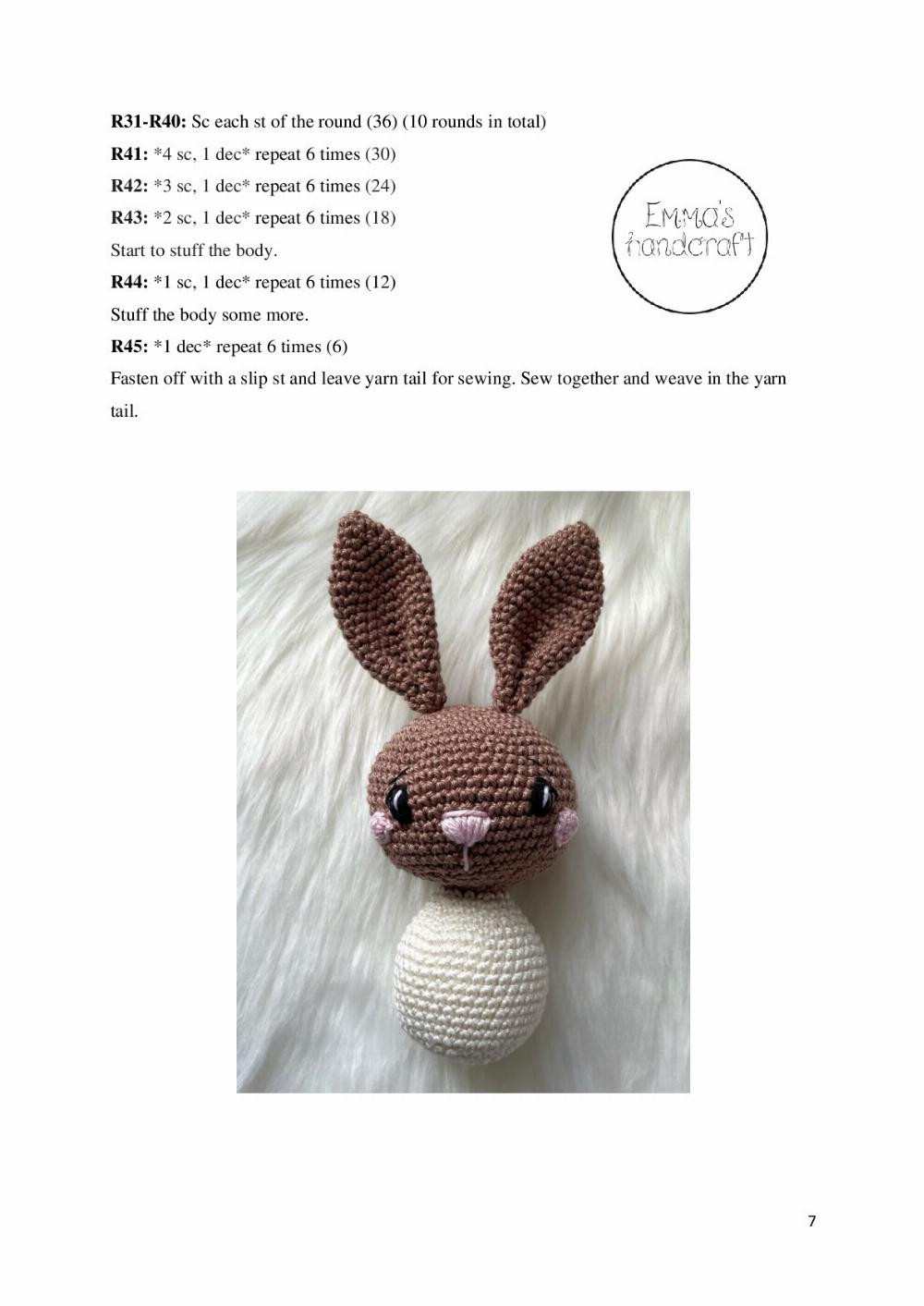 Stella the Bunny crochet pattern