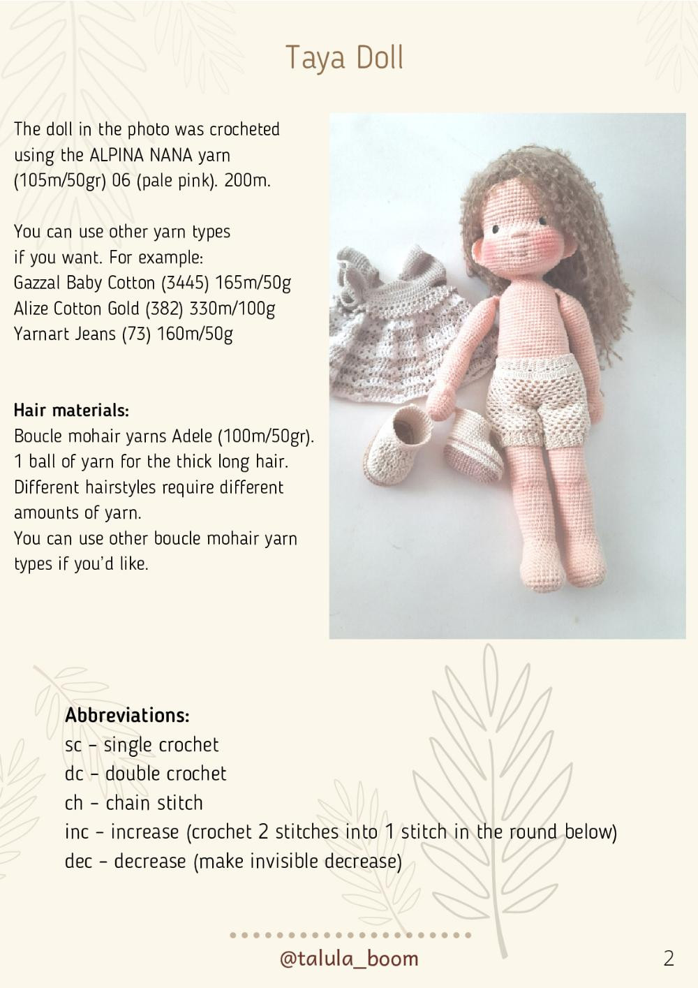 TAYA crochet doll PDF PATTERN