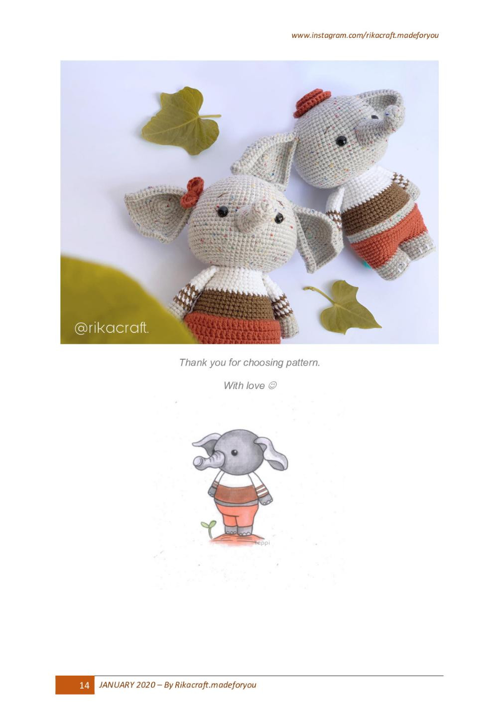 Teppi and Cherri elephant crochet pattern