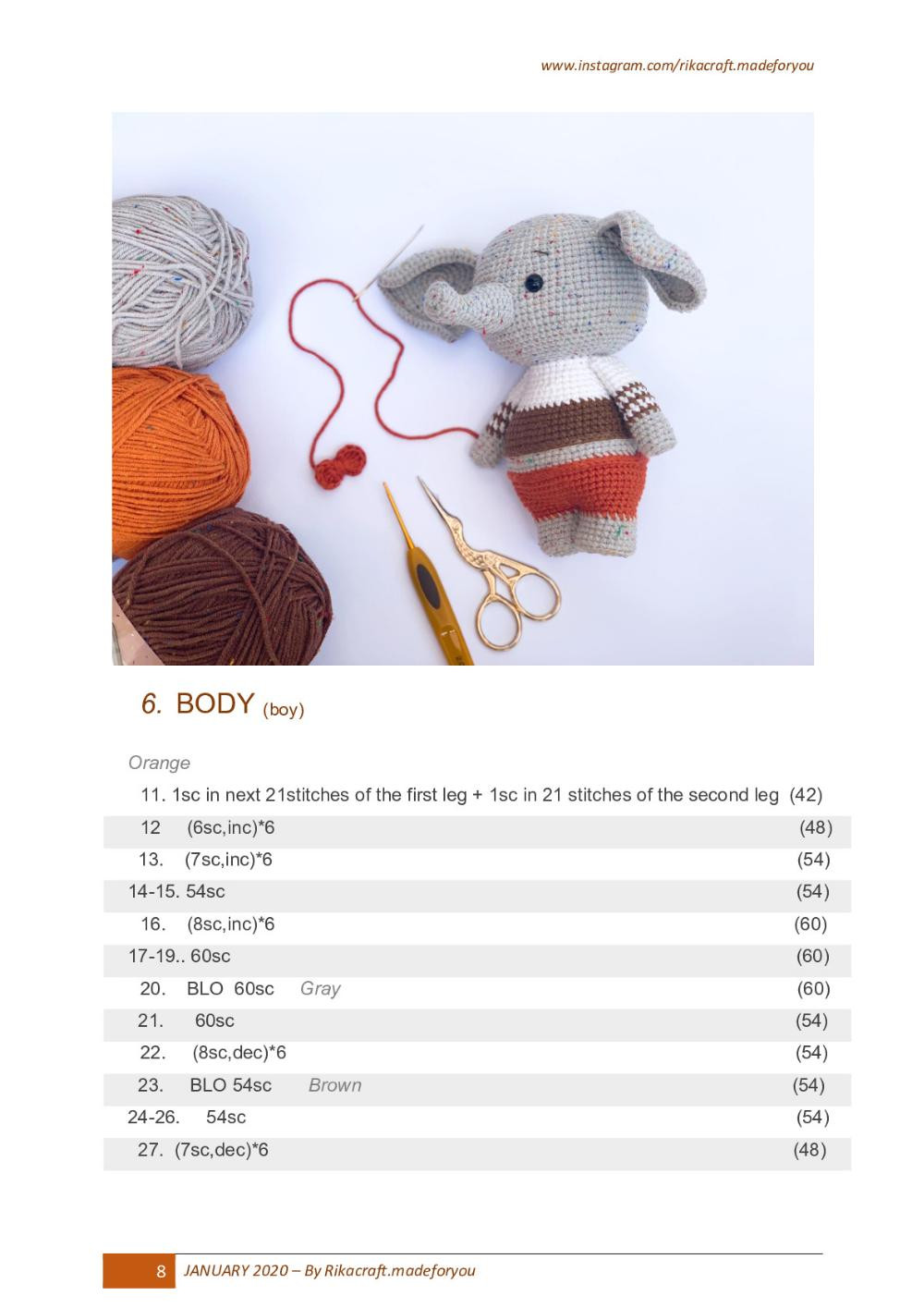 Teppi and Cherri elephant crochet pattern