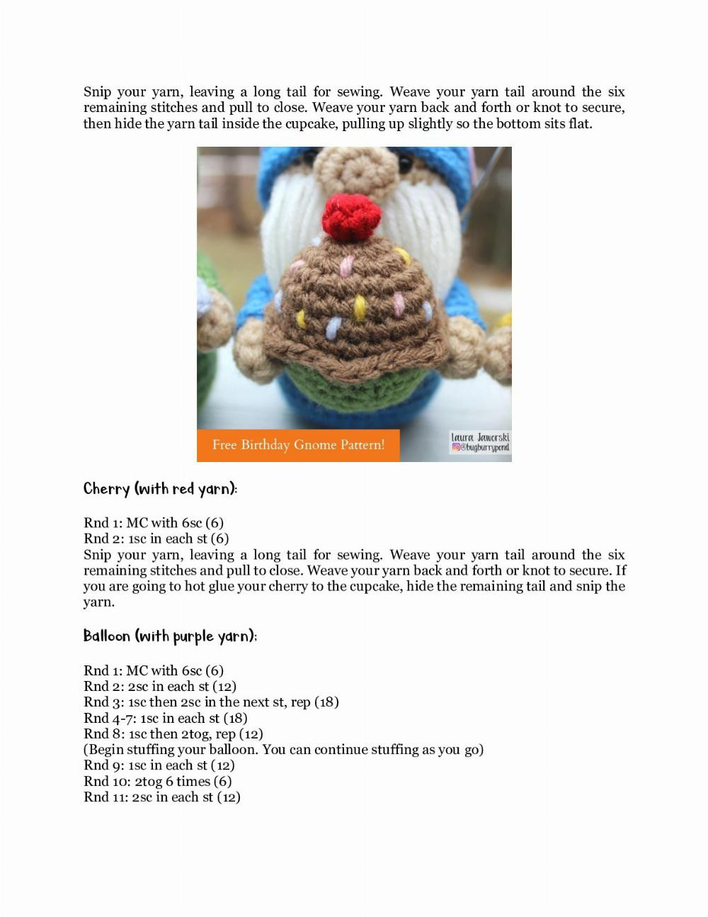 The Birthday Gnome Free Crochet Pattern